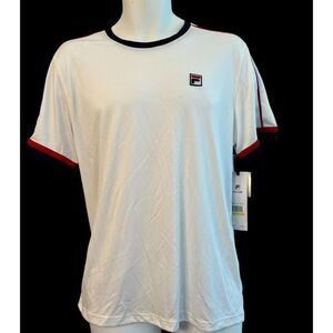 Fila Mens Medium White Short Sleeve Crew Neck T Shirt UPF 50+ NWT Tennis